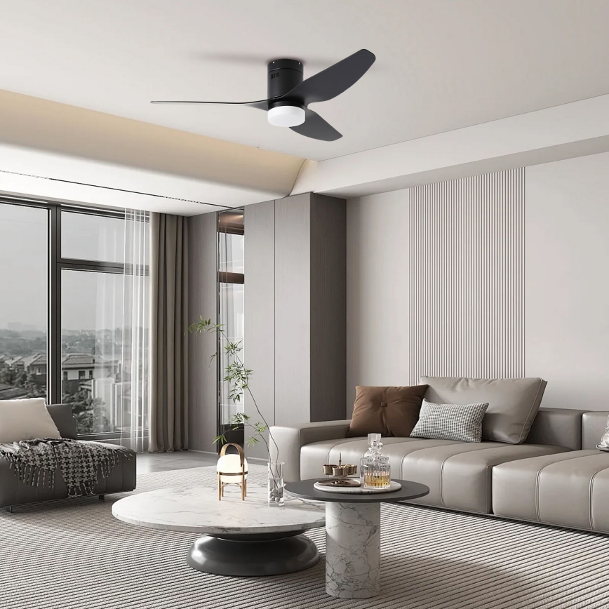 ZEVENTI - Ventilateur de plafond à intensité variable PADUA LED/18W/230V 3000-6000K Wi-Fi Tuya noir + Télécommande