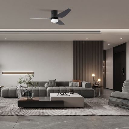 ZEVENTI - Ventilateur de plafond à intensité variable PADUA LED/18W/230V 3000-6000K Wi-Fi Tuya noir + Télécommande