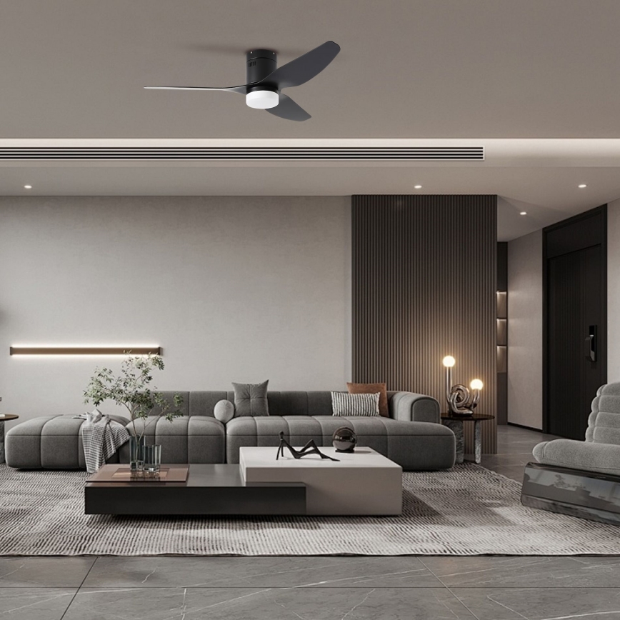 ZEVENTI - Ventilateur de plafond à intensité variable PADUA LED/18W/230V 3000-6000K Wi-Fi Tuya noir + Télécommande