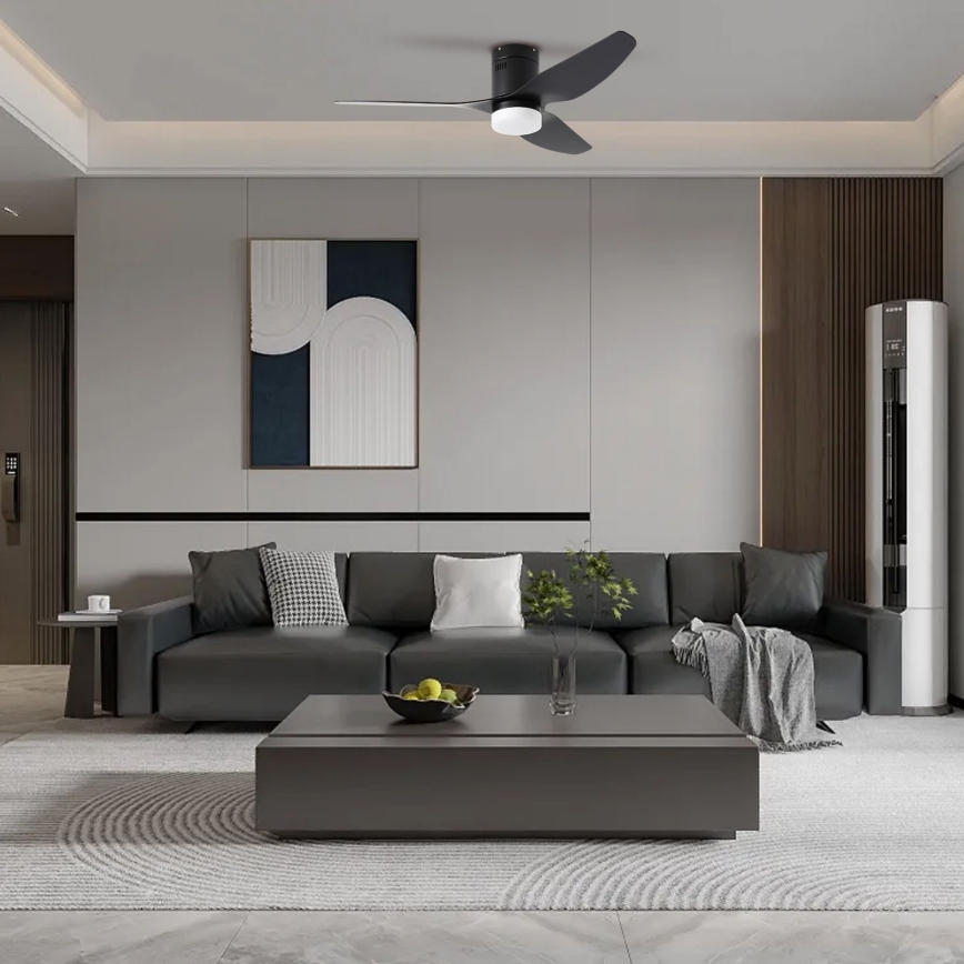 ZEVENTI - Ventilateur de plafond à intensité variable PADUA LED/18W/230V 3000-6000K Wi-Fi Tuya noir + Télécommande