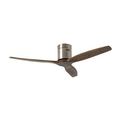 ZEVENTI - Ventilateur de plafond SPELLO Wi-Fi Tuya chrome mat/chêne + Télécommande