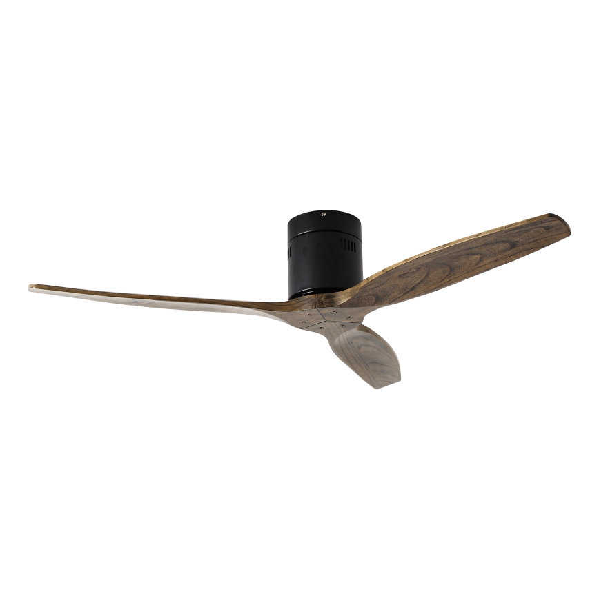 ZEVENTI - Ventilateur de plafond SPELLO Wi-Fi Tuya noir/chêne + Télécommande