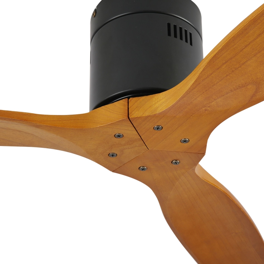 ZEVENTI - Ventilateur de plafond SPELLO Wi-Fi Tuya noir/chêne + Télécommande