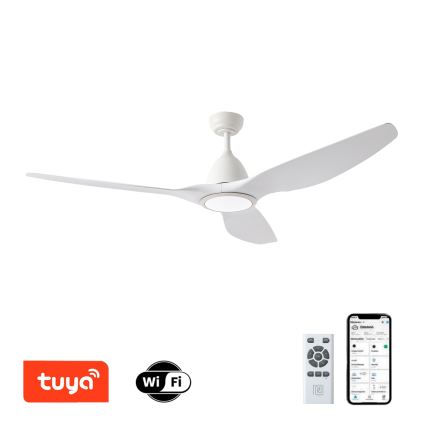 ZEVENTI - Ventilateur de plafond à intensité variable URBINO LED/20W/230V 3000-6000K Wi-Fi Tuya blanc + Télécommande