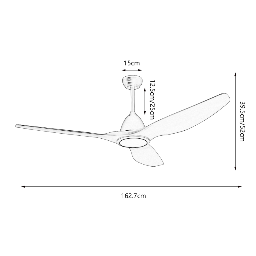 ZEVENTI - Ventilateur de plafond à intensité variable URBINO LED/20W/230V 3000-6000K Wi-Fi Tuya blanc + Télécommande