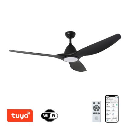 ZEVENTI - Ventilateur de plafond à intensité variable URBINO LED/20W/230V 3000-6000K Wi-Fi Tuya noir + Télécommande
