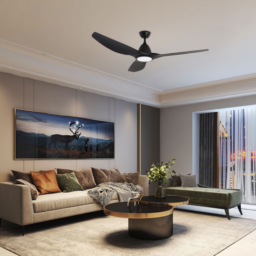 ZEVENTI - Ventilateur de plafond à intensité variable URBINO LED/20W/230V 3000-6000K Wi-Fi Tuya noir + Télécommande