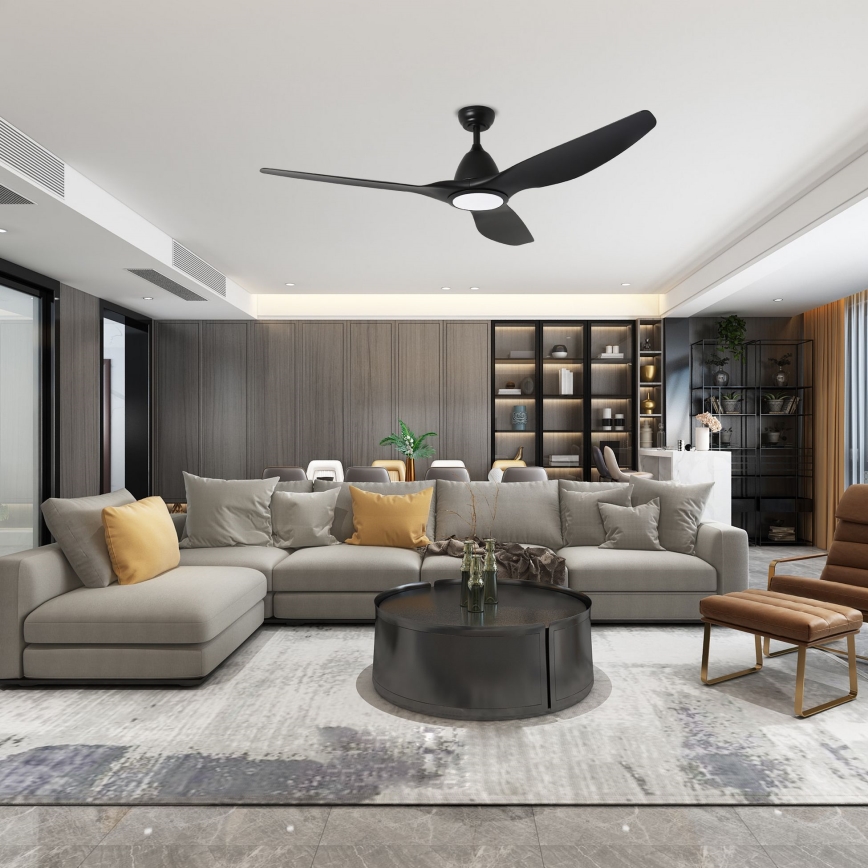 ZEVENTI - Ventilateur de plafond à intensité variable URBINO LED/20W/230V 3000-6000K Wi-Fi Tuya noir + Télécommande