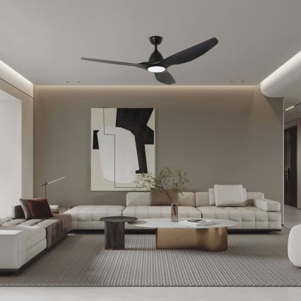 ZEVENTI - Ventilateur de plafond à intensité variable URBINO LED/20W/230V 3000-6000K Wi-Fi Tuya noir + Télécommande