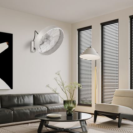 ZEVENTI - Ventilateur mural FANNY 50W/230V Ø 45 cm chrome mat + télécommande