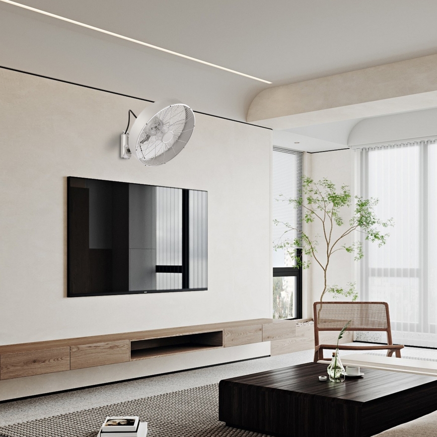 ZEVENTI - Ventilateur mural FANNY 50W/230V Ø 45 cm chrome mat + télécommande