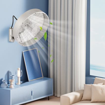 ZEVENTI - Ventilateur mural FANNY 50W/230V Ø 45 cm chrome mat + télécommande