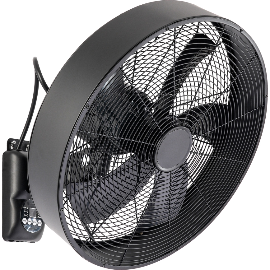 ZEVENTI - Ventilateur mural FANNY 50W/230V Ø 45 cm noir + télécommande
