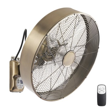ZEVENTI - Ventilateur mural FANNY 50W/230V Ø 45 cm bronze + télécommande