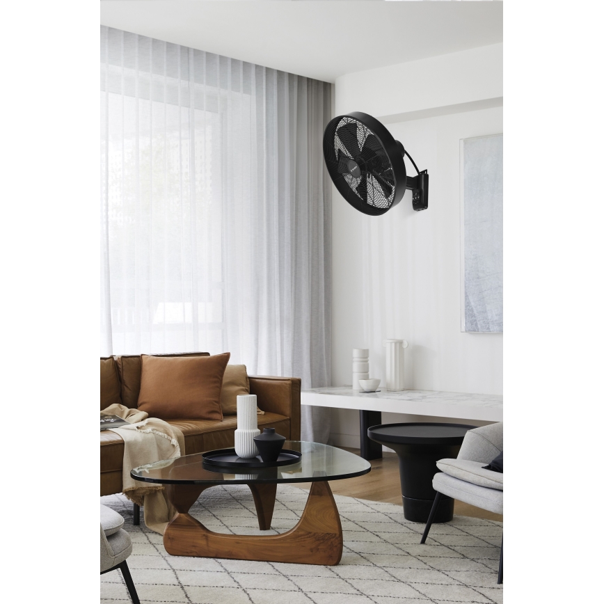 ZEVENTI - Ventilateur mural FREEZE 50W/230V d. 40 cm noir + Télécommande