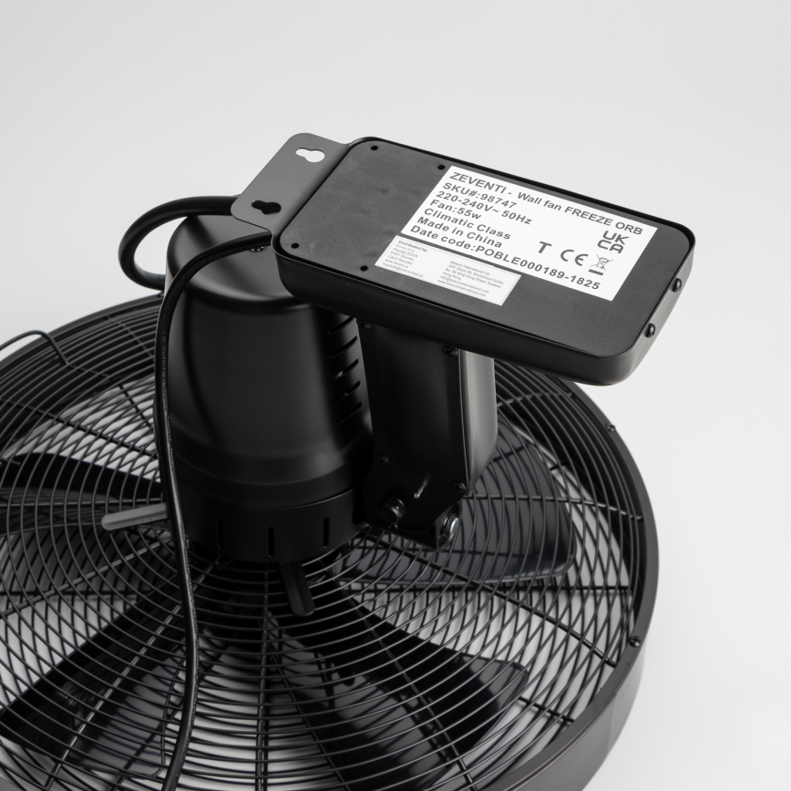 ZEVENTI - Ventilateur mural FREEZE 50W/230V d. 40 cm noir + Télécommande
