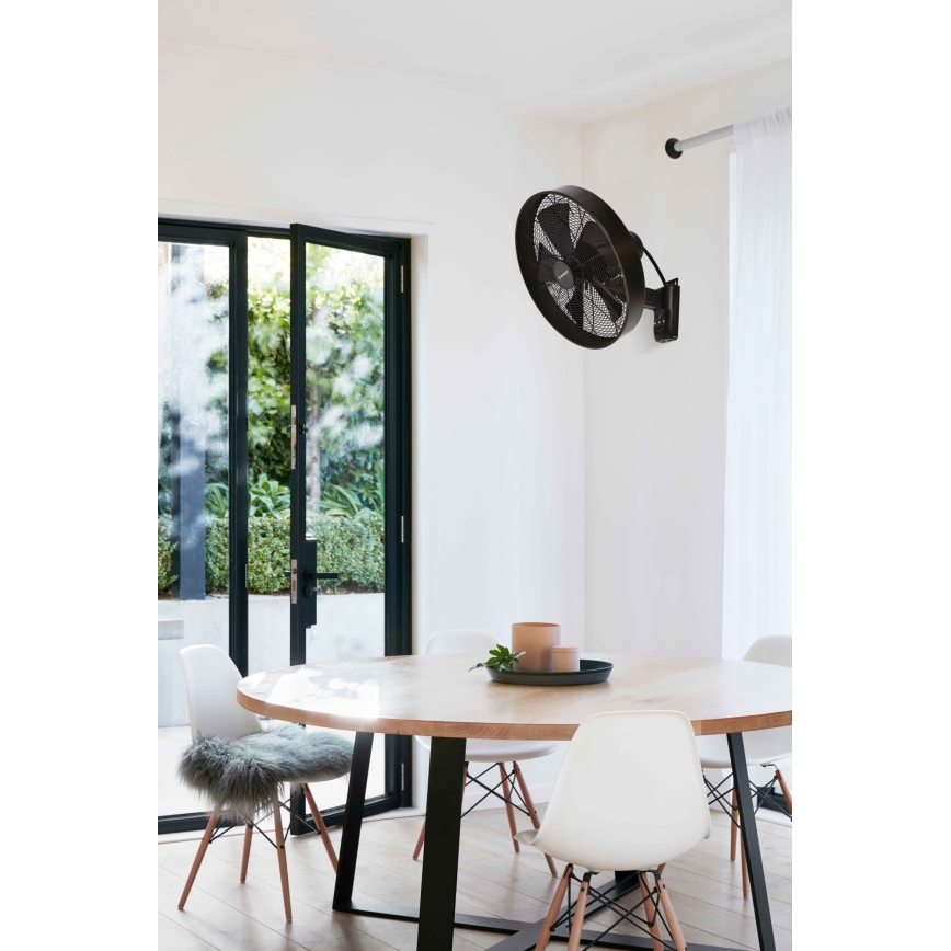 ZEVENTI - Ventilateur mural FREEZE 50W/230V d. 40 cm noir/marron + Télécommande