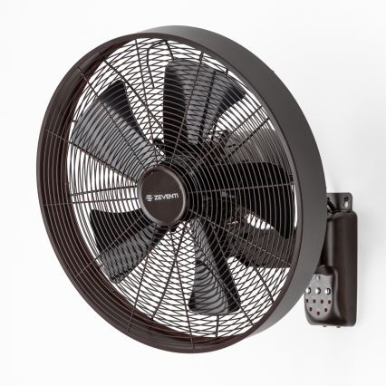 ZEVENTI - Ventilateur mural FREEZE 50W/230V d. 40 cm noir/marron + Télécommande