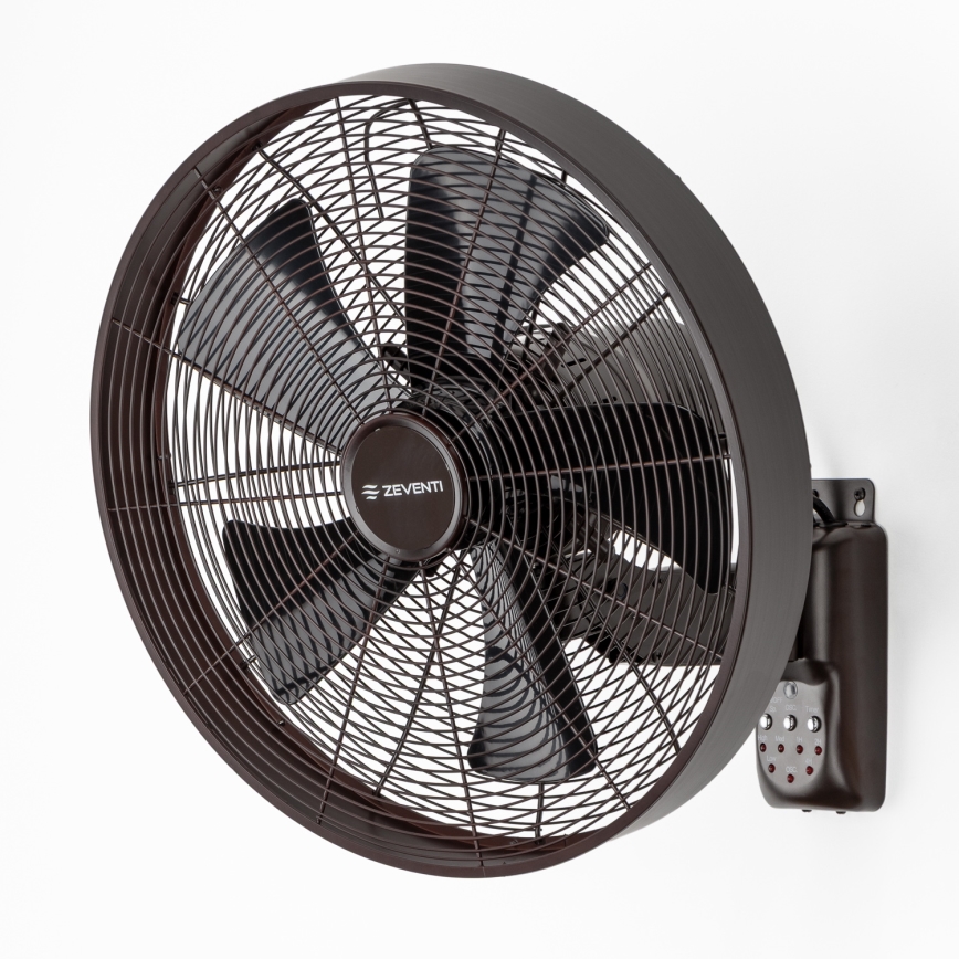 ZEVENTI - Ventilateur mural FREEZE 50W/230V d. 40 cm noir/marron + Télécommande