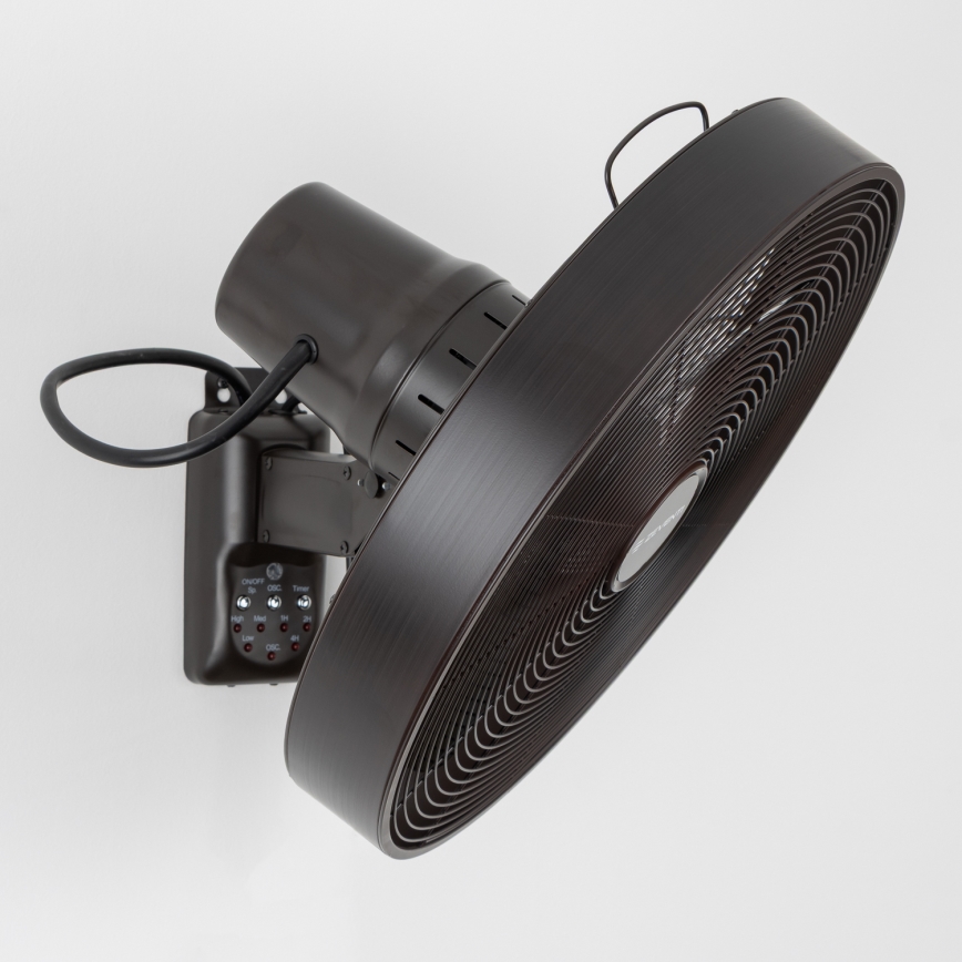 ZEVENTI - Ventilateur mural FREEZE 50W/230V d. 40 cm noir/marron + Télécommande