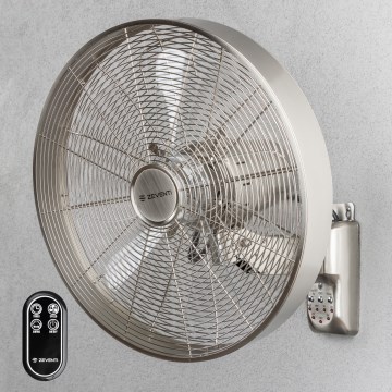 ZEVENTI - Ventilateur mural FREEZE 50W/230V Ø 45 cm chrome mat + télécommande