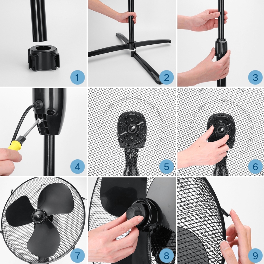 ZEVENTI - Ventilateur sur pied FLOW 40W/230V 120 cm noir