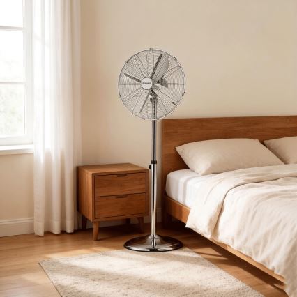 ZEVENTI - Ventilateur sur pied FLOW 50 W/230 V, hauteur 125 cm, chromé brillant