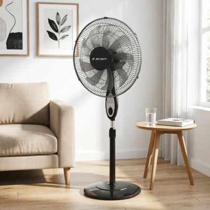 ZEVENTI - Ventilateur sur pied FLOW 55W/230V 130 cm noir + télécommande