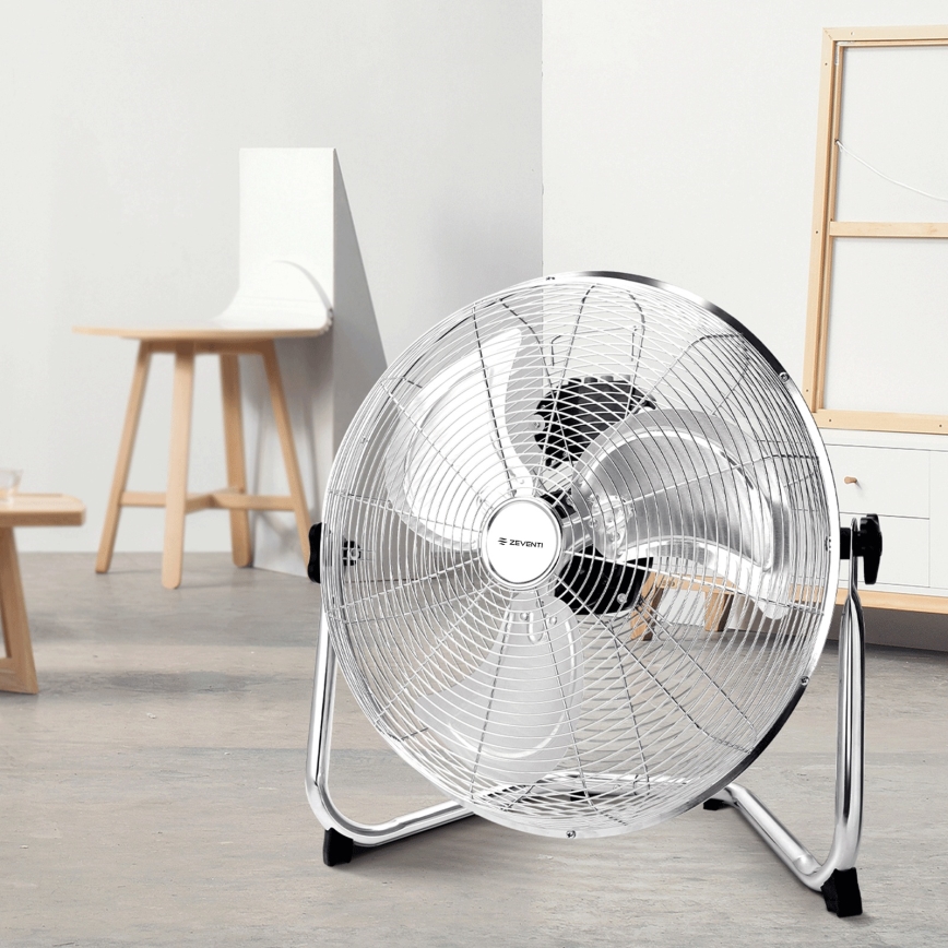 ZEVENTI - Vloerventilator FLOW 60W/230V 44,5 cm glanzend chroom