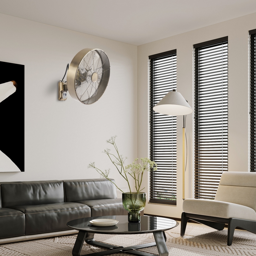 ZEVENTI - Wandventilator FANNY 50W/230V Ø 45 cm bronskleurig + afstandsbediening