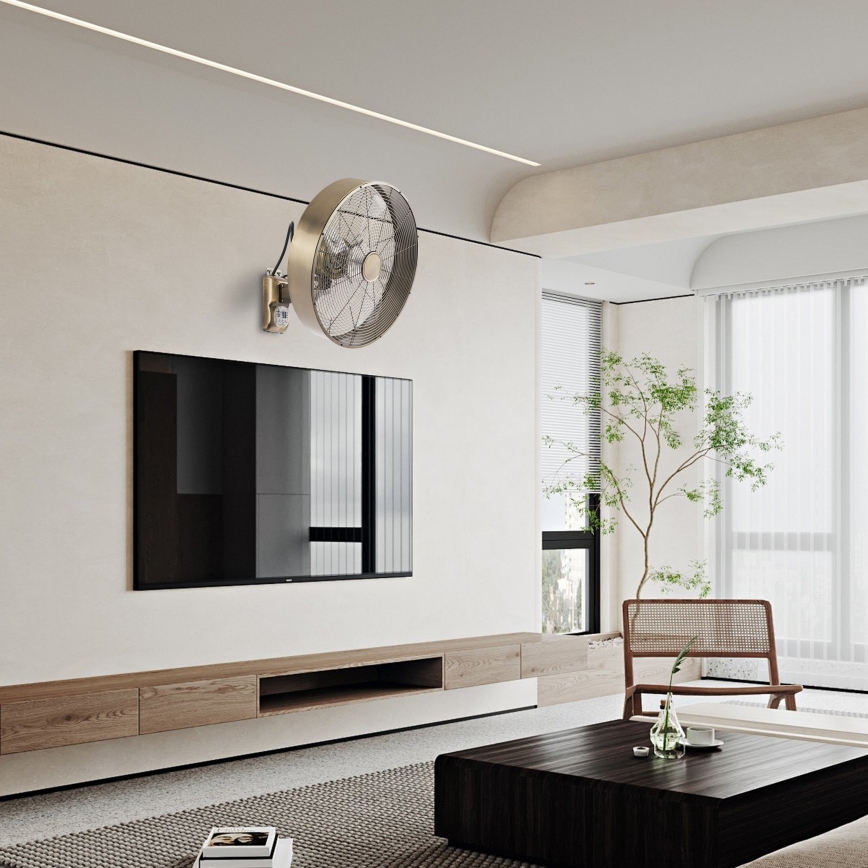 ZEVENTI - Wandventilator FANNY 50W/230V Ø 45 cm bronskleurig + afstandsbediening