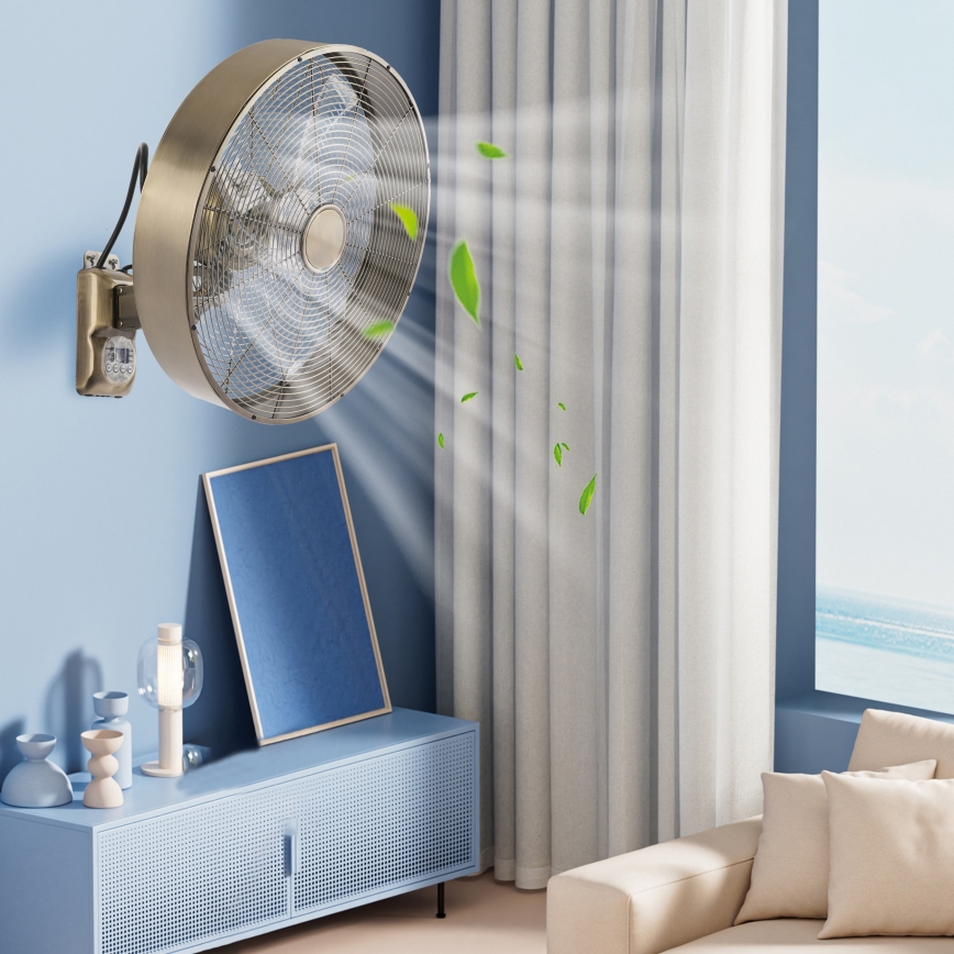 ZEVENTI - Wandventilator FANNY 50W/230V Ø 45 cm bronskleurig + afstandsbediening