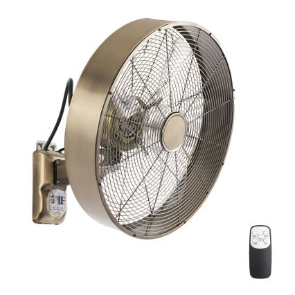 ZEVENTI - Wandventilator FANNY 50W/230V Ø 45 cm bronskleurig + afstandsbediening