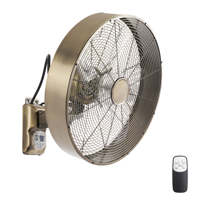ZEVENTI - Wandventilator FANNY 50W/230V Ø 45 cm bronskleurig + afstandsbediening