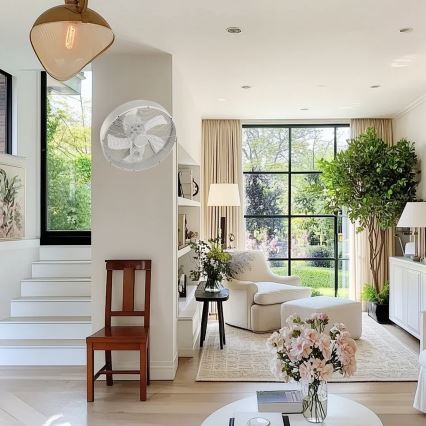 ZEVENTI - Wandventilator FANNY 50W/230V Ø 45 cm mat chroom + afstandsbediening