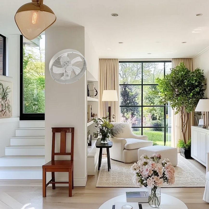 ZEVENTI - Wandventilator FANNY 50W/230V Ø 45 cm mat chroom + afstandsbediening