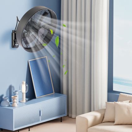 ZEVENTI - Wandventilator FANNY 50W/230V Ø 45 cm zwart + afstandsbediening