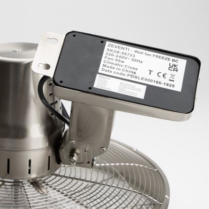 ZEVENTI - Wandventilator FREEZE 50W/230V Ø 45 cm mat chroom + afstandsbediening