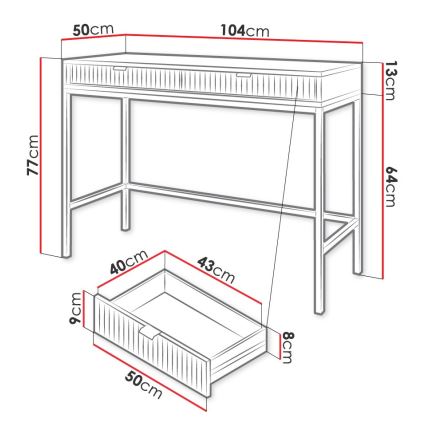 Zijtafel NOVA 77x104 cm wit/goud