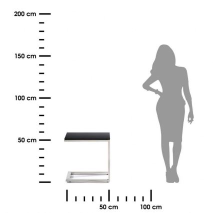 Zijtafel STIVAR 30x50 cm glanzend chroom/zwart