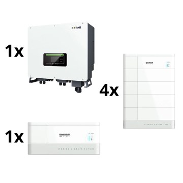 Zonne-energiesysteem: SOFAR Solar hybride omvormer 10kW + AMASSTORE batterijmodule 10,24kWh met basis en batterijbeheereenheid