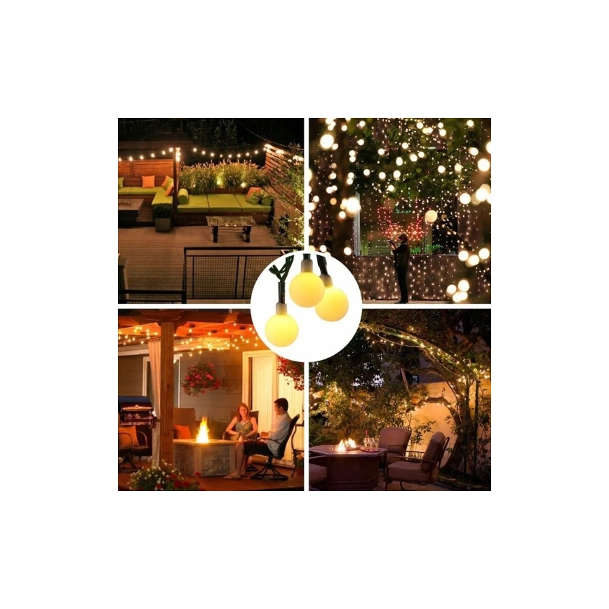 Zonne-LED decoratieve slinger 30xLED/8 functies 500 mAh 6,5 m IP67 warm wit