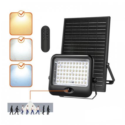 LED-zonne-schijnwerper met sensor MHCS LED/20W/3,2V 3000/4000/6500K IP65 10000 mAh + afstandsbediening