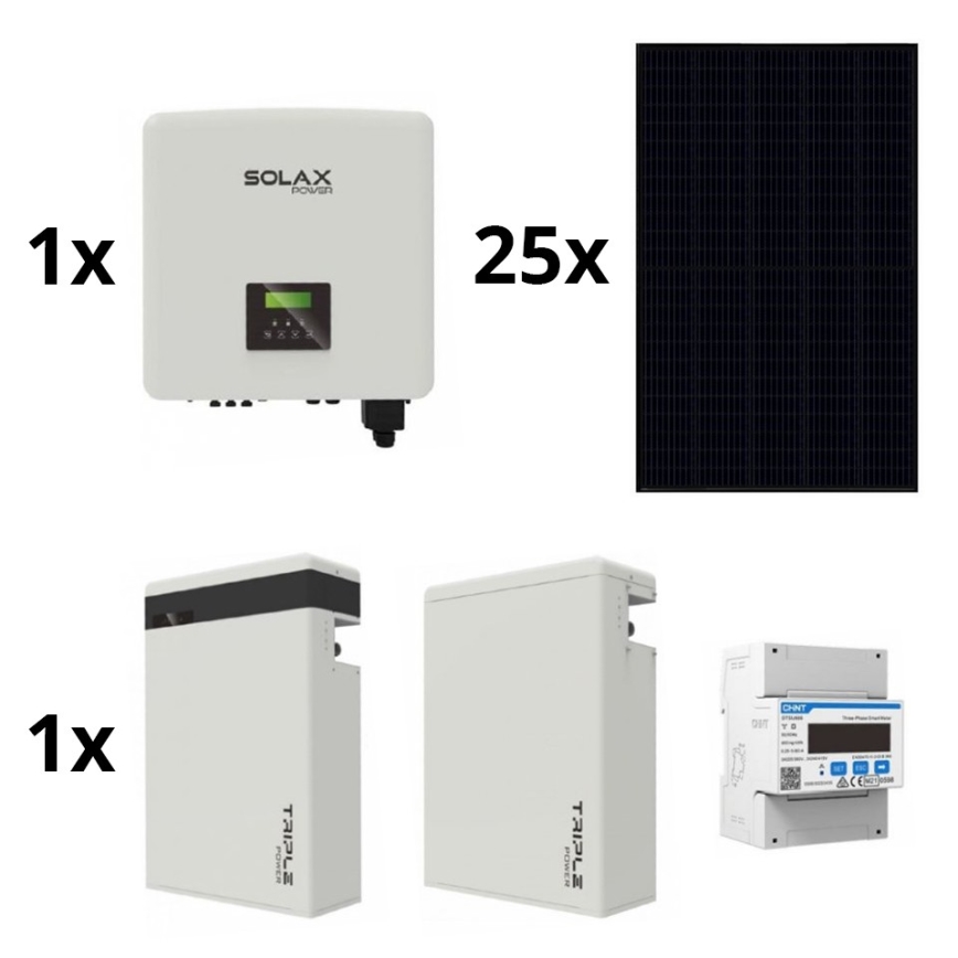 Zonnepakket: SOLAX Power - 10kWp RISEN Full Black + 10kW SOLAX omvormer 3p + 11,6 kWh batterij V2