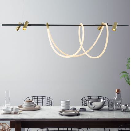 Zuma Line - LED dimbare hanglamp aan kabel LED/60W + LED/7,5W/230V 2700-6000K zwart/goud + afstandsbediening