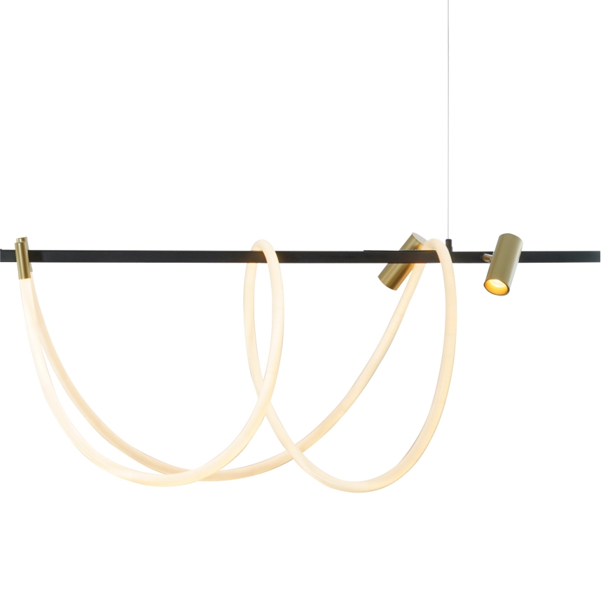 Zuma Line - LED dimbare hanglamp aan kabel LED/60W + LED/7,5W/230V 2700-6000K zwart/goud + afstandsbediening