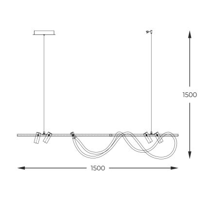 Zuma Line - LED dimbare hanglamp aan kabel LED/60W + LED/7,5W/230V 2700-6000K zwart/goud + afstandsbediening