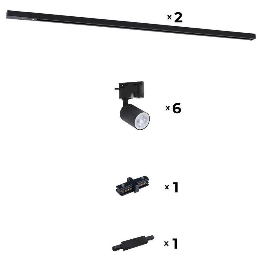 Zuma Line - Spot pour système de rail 6xGU10/10W/230V noir + Accessoires rail