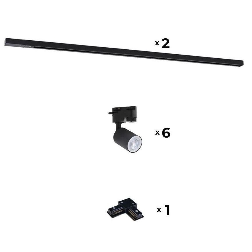 Zuma Line - Spot voor een rail Systeem 6xGU10/10W/230V zwart + rail accessoires