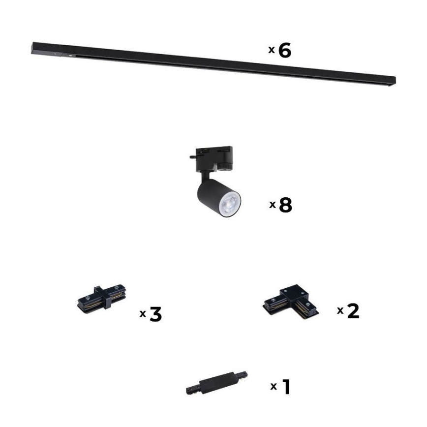 Zuma Line - Spot pour système de rail 8xGU10/10W/230V noir + Accessoires rail